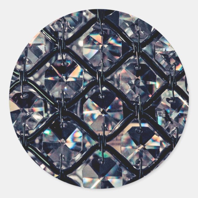 Pegatina Redonda Patrón geométrico de vidrio elegante (Anverso)