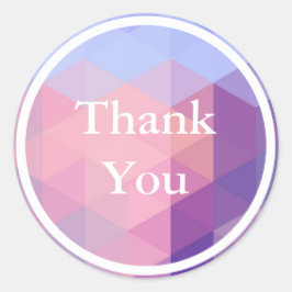 Pegatina Redonda Patrón geométrico Pastel Azul Púrpura Gracias