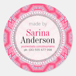 Pegatina Redonda Patrón Geométrico Rosa Hecho Por Pegatinas De Etiq