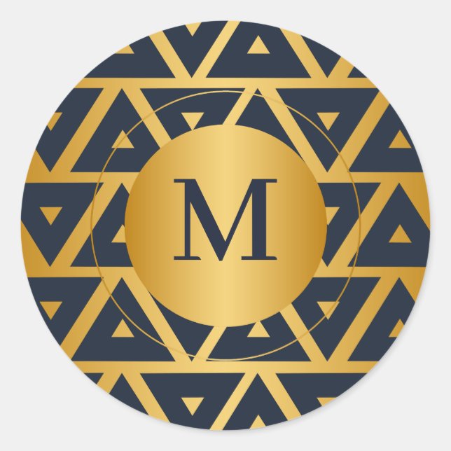Pegatina Redonda Patrón geométrico Triángulo Personalizado (Anverso)