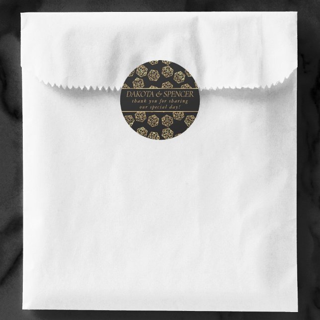 Pegatina Redonda Patrón Gold D20 | Jugador de rol de tabla Gracias (Subido por el creador)