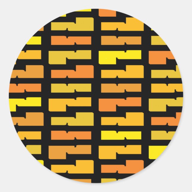 Pegatina Redonda Patrón Guay de Ciudad Eléctrica Negrita amarillo y (Anverso)