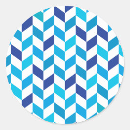 Pegatina Redonda Patrón Herringbone Azul simple