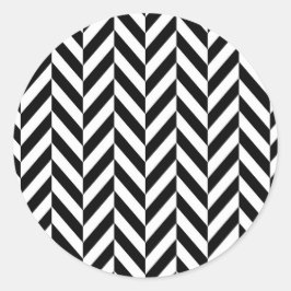 Pegatina Redonda Patrón Herringbone blanco negro