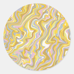 Pegatina Redonda Patrón Hippie 70 Green Marble Liquid Swirl Boho