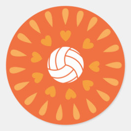 Pegatina Redonda Patrón Kaleidoscope de voleibol naranja