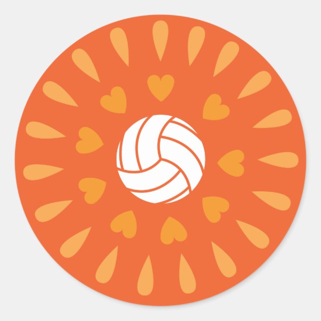 Pegatina Redonda Patrón Kaleidoscope de voleibol naranja (Anverso)