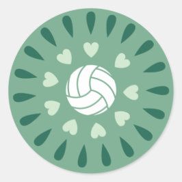 Pegatina Redonda Patrón Kaleidoscope de Volleyball Verde