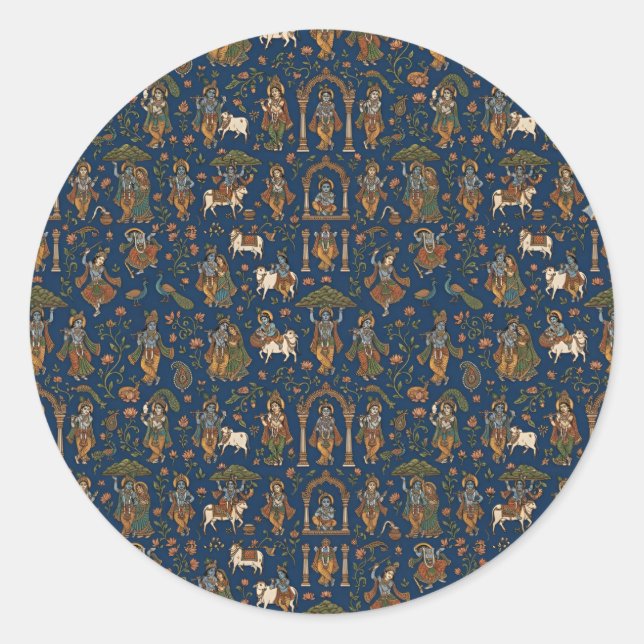 Pegatina Redonda Patrón Krishna (Anverso)