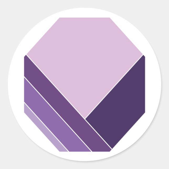 Pegatina Redonda Patrón Lilac Purple Elegant Vee Home (Anverso)