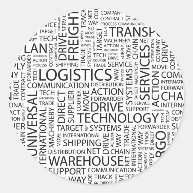 Pegatina Redonda Patrón LOGÍSTICO con palabras (Anverso)