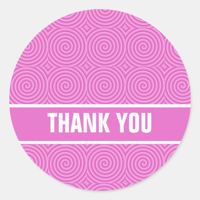 Pegatina Redonda Patrón Lollypop rosa (Anverso)