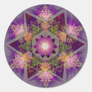 Pegatina Redonda Patrón Merkabah Mandala