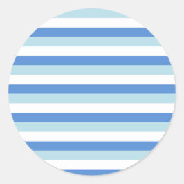 Pegatina Redonda Patrón moderno de rayas azules blancas
