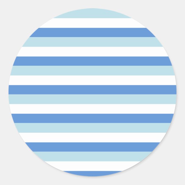 Pegatina Redonda Patrón moderno de rayas azules blancas (Anverso)