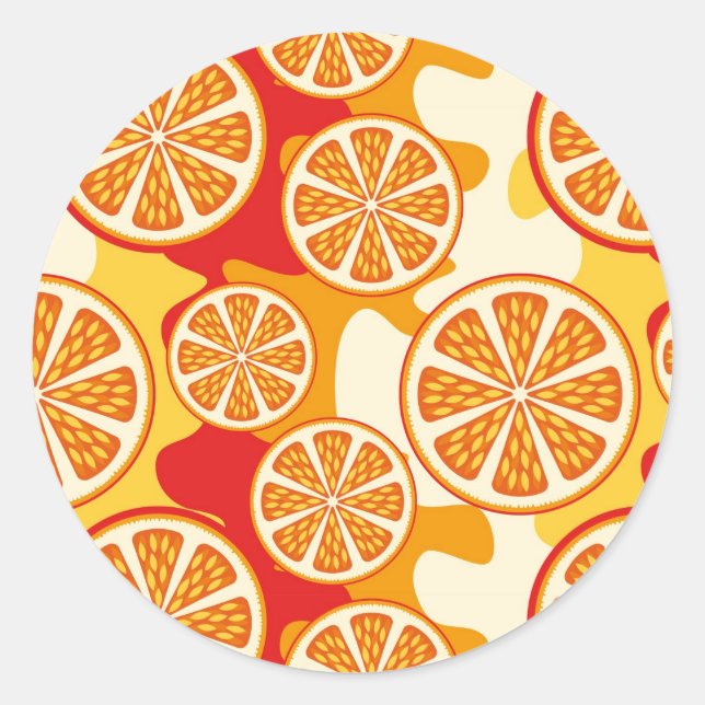 Pegatina Redonda patrón naranja (Anverso)