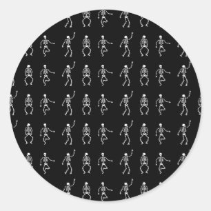 Pegatina Redonda Patrón negro Esqueletos huesos muertos huesos de b