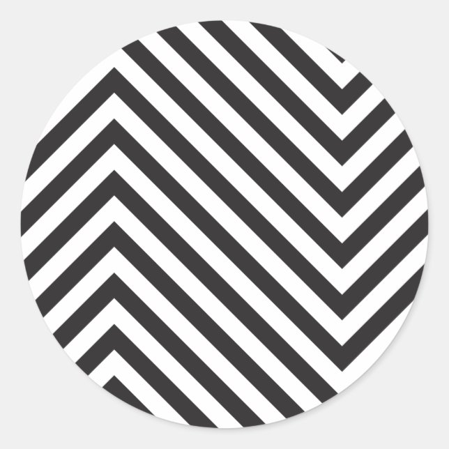 Pegatina Redonda Patrón negro y blanco retro (Anverso)