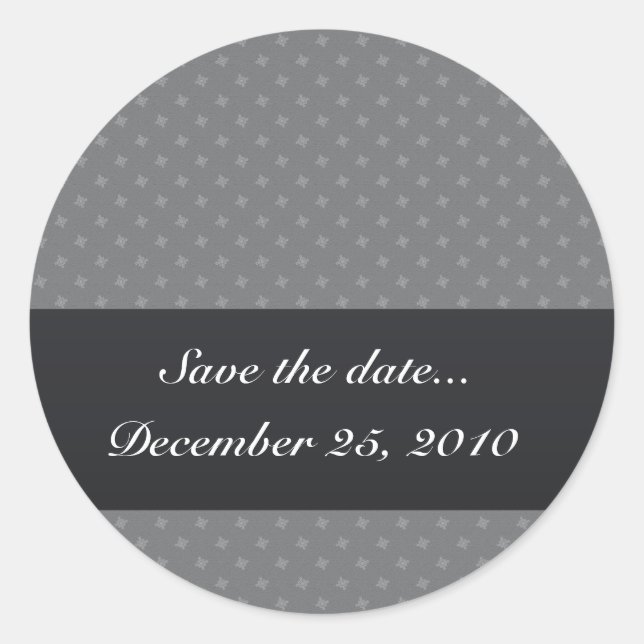 Pegatina Redonda Patrón octogonal gris claro elegante sobre gris br (Anverso)