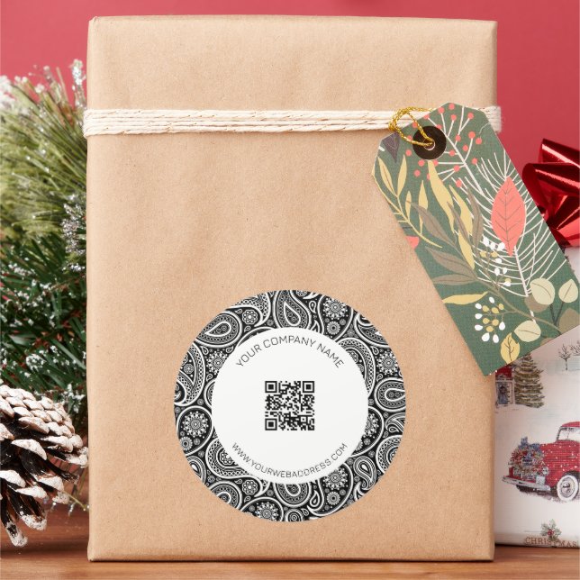 Pegatina Redonda Patrón paisajista blanco y negro (Vacaciones)