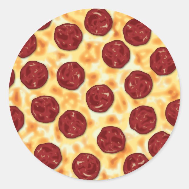 Pegatina Redonda Patrón Pepperoni Pizza (Anverso)