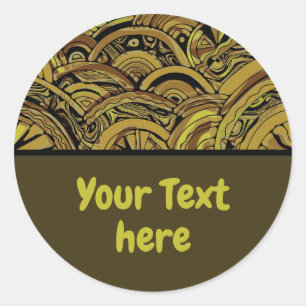 Pegatina Redonda Patrón Pintado A Mano Y Digitalmente Art. 15