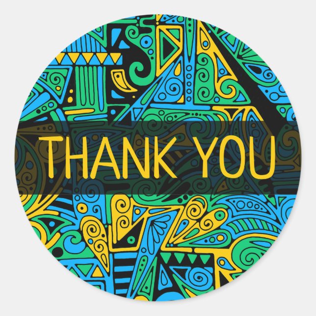 Pegatina Redonda Patrón Pintado A Mano Y Digitalmente Art. 21 (Anverso)