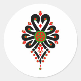 Pegatina Redonda Patrón popular de los montañeses polacos - Parzeni