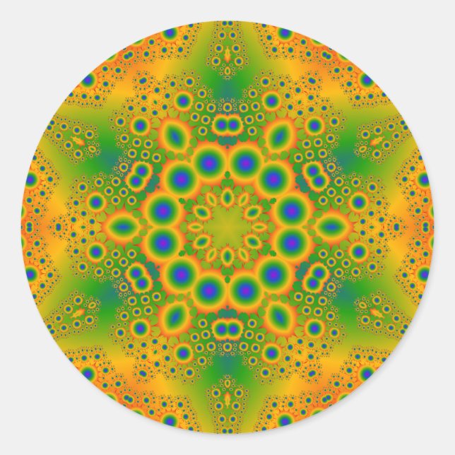 Pegatina Redonda Patrón radial psicodélico: (Anverso)