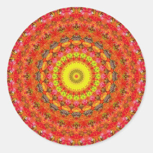 Pegatina Redonda Patrón radial psicodélico:
