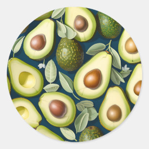 Pegatina Redonda Patrón repetitivo de aguacate con contraste textur