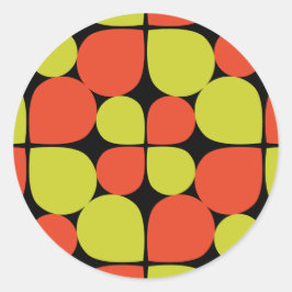 Pegatina Redonda Patrón retro de resumen floral