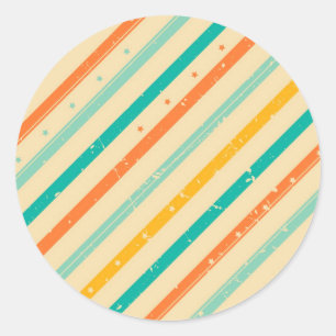 Pegatina Redonda Patrón retro grunge a rayas