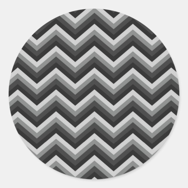 Pegatina Redonda Patrón Retro Zig Zag Chevron (Anverso)