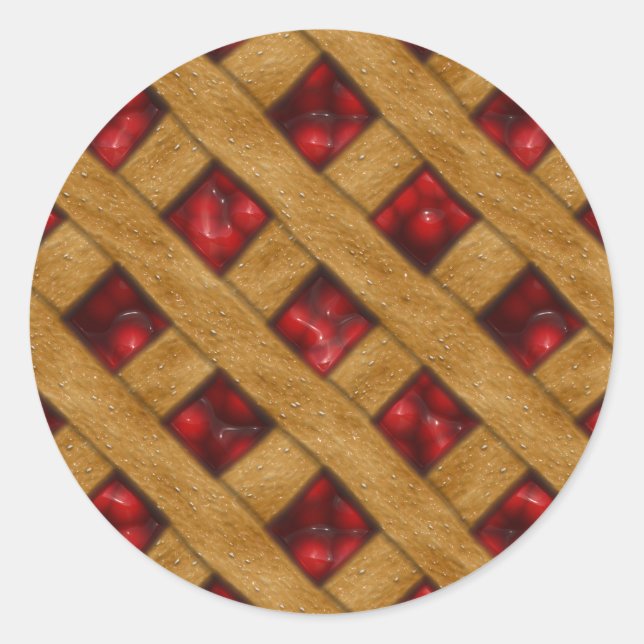 Pegatina Redonda Patrón rojo de cerezo para panaderos (Anverso)