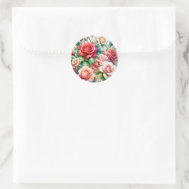 Pegatina Redonda Patrón Rosa caprichoso