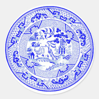 Pegatina Redonda Patrón salvaje azul [1912]