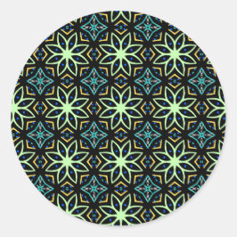 Pegatina Redonda Patrón simétrico floral sin soldadura