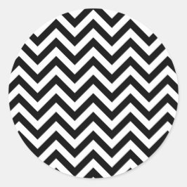 Pegatina Redonda Patrón simple de cheurón blanco negro