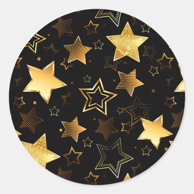 Pegatina Redonda Patrón sin foco con las estrellas doradas (Anverso)