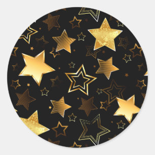 Pegatina Redonda Patrón sin foco con las estrellas doradas