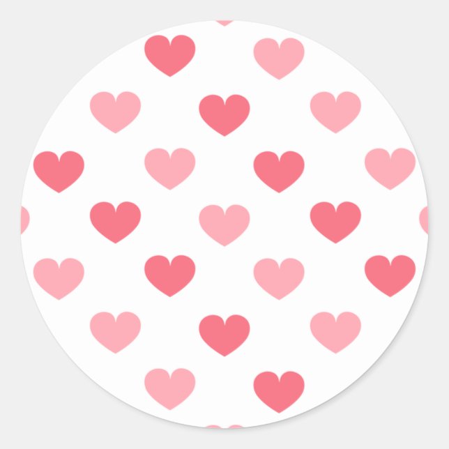 Pegatina Redonda Patrón sin problemas de corazón rojo y rosado, San (Anverso)