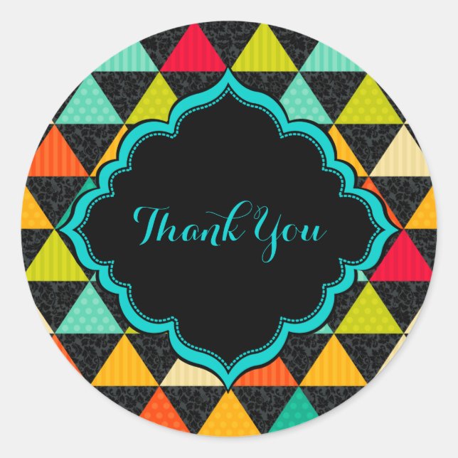 Pegatina Redonda Patrón sin soldadura de triángulos geométricos col (Anverso)