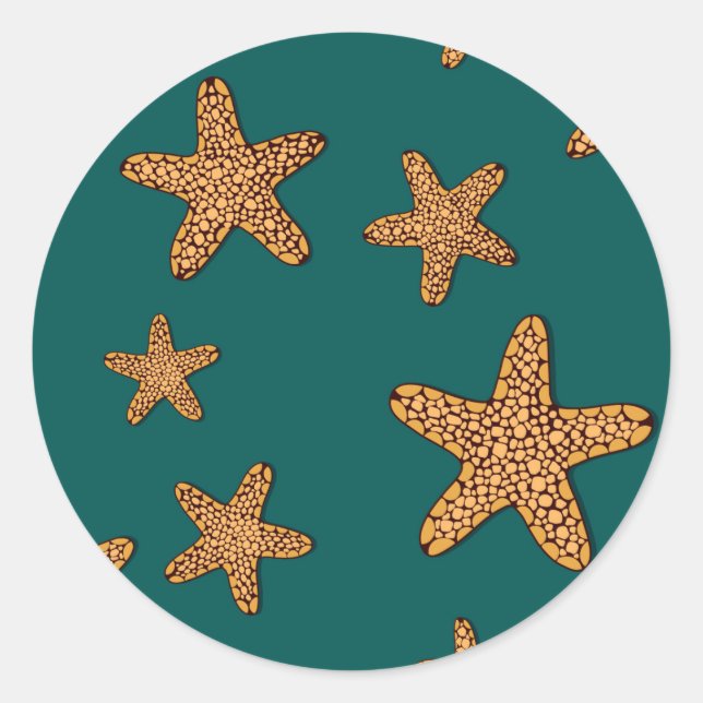 Pegatina Redonda Patrón Starfish naranja (Anverso)