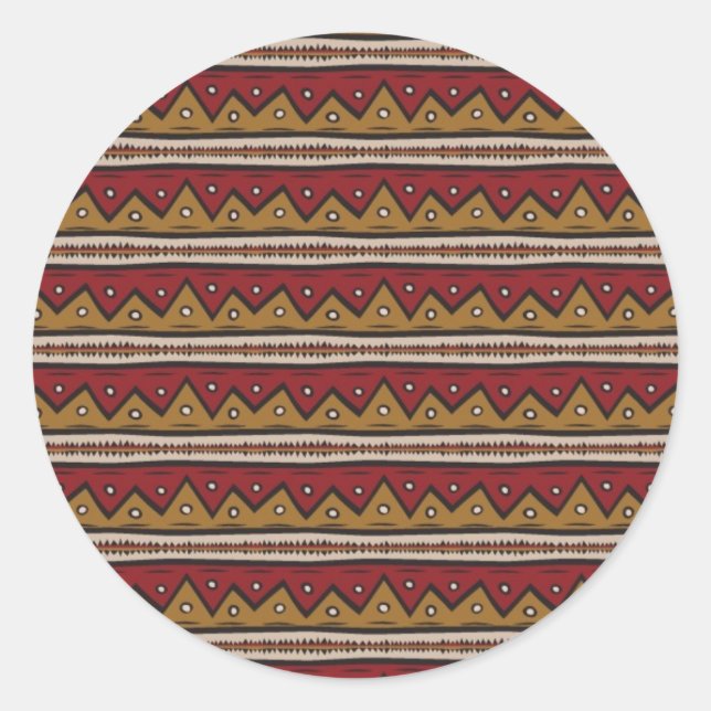 Pegatina Redonda Patrón tribal (Anverso)