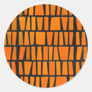 Pegatina Redonda Patrón tribal africano naranja y negro