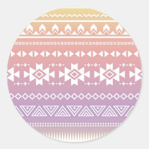 Pegatina Redonda Patrón tribal azteca