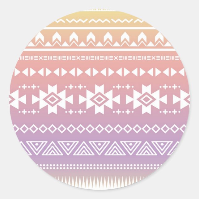 Pegatina Redonda Patrón tribal azteca (Anverso)