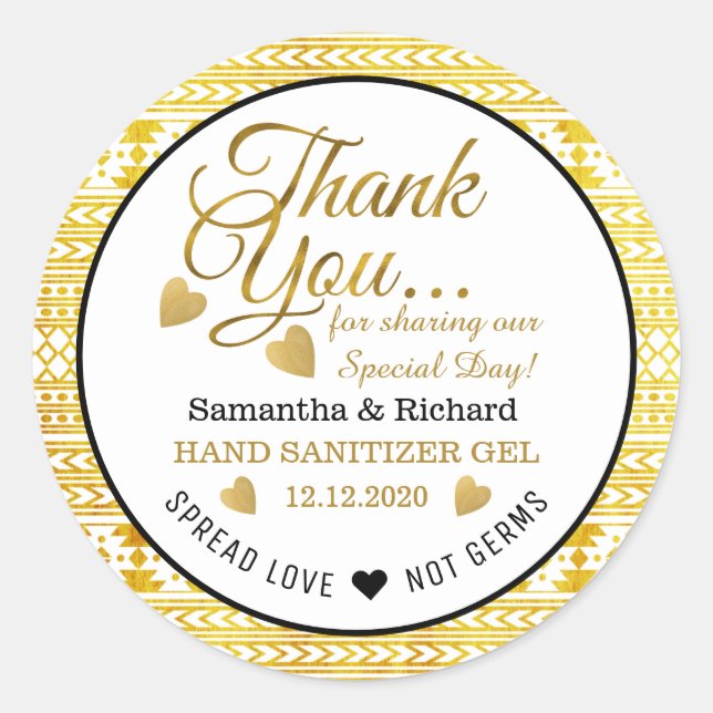Pegatina Redonda Patrón tribal azteca de oro de amor extendido Grac (Anverso)