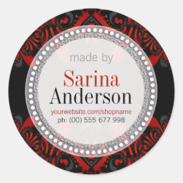 Pegatina Redonda Patrón Tribal Rojo Negro Hecho Por Pegatinas De Et